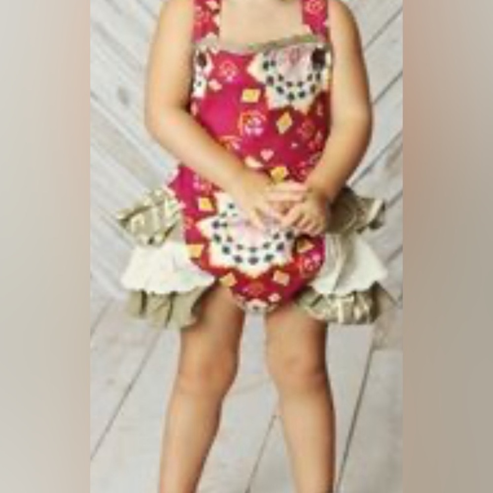 Mustard Pie Pink and Cream Ruffled Bodysuit